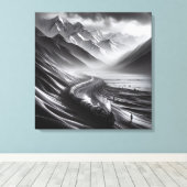 Mystieke bergrails: de Odyssey van een stoomtrein Canvas Afdruk (Insitu (Houten vloer))