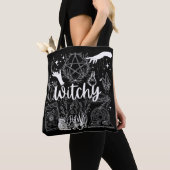 Mystieke Betovering: Witchy Design Delight Tote Bag (Dichtbij)