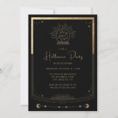 Mystieke Black Gold Tarot Halloween Uitnodiging (Voorkant)