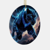 Mystieke Black Panther met gloeiende patronen Keramisch Ornament (Rechts)