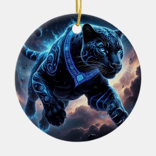 Mystieke Black Panther met gloeiende patronen Keramisch Ornament (Voorkant)