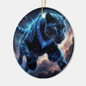 Mystieke Black Panther met gloeiende patronen Keramisch Ornament (Links)