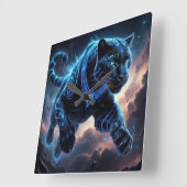 Mystieke Black Panther met gloeiende patronen Vierkante Klok (Hoek)