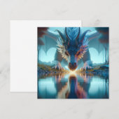 Mystieke Blauwe Draak Kijkend naar Reflectie in Wa (Voorkant / Achterkant)