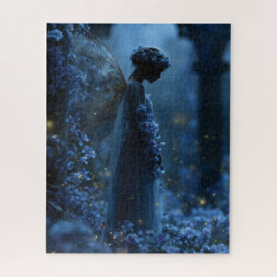 Mystieke Blauwe Fee in een Maanverlichte Betoverde Legpuzzel