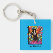 Mystieke Blauwe Gotische Fantasy Fee Draak Sleutelhanger (voorkant)