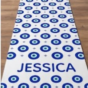 Mystieke Blauwe Nazar Boze Oog Amulet Patroon Yogamat