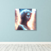 Mystieke Blauwe Ogen Engel Canvas Afdruk (Insitu (Houten vloer))