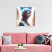Mystieke Blauwe Ogen Engel Canvas Afdruk (Insitu (Woonkamer))