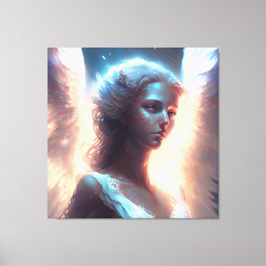 Mystieke Blauwe Ogen Engel Canvas Afdruk (Voorkant)