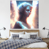 Mystieke Blauwe Ogen Engel Canvas Afdruk (Insitu (Slaapkamer))