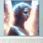 Mystieke Blauwe Ogen Engel Canvas Afdruk (Insitu (Houten vloer))