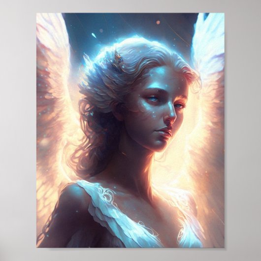 Mystieke Blauwe Ogen Engel Poster (Voorkant)