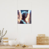 Mystieke Blauwe Ogen Engel Poster (Keuken)