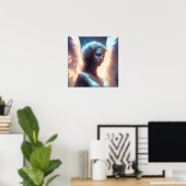 Mystieke Blauwe Ogen Engel Poster (Thuiskantoor)
