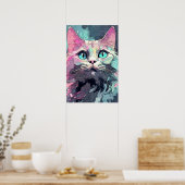 Mystieke Blauwe Ogen Kitten | Schattigee kat Poster (Keuken)