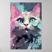 Mystieke Blauwe Ogen Kitten | Schattigee kat Poster (Voorkant)