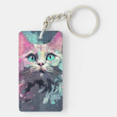 Mystieke Blauwe Ogen Kitten | Schattigee kat Sleutelhanger (achterkant)