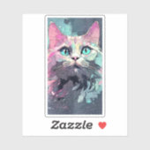 Mystieke Blauwe Ogen Kitten | Schattigee kat Sticker (Vel)