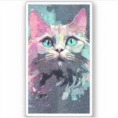 Mystieke Blauwe Ogen Kitten | Schattigee kat Sticker (Voorkant)