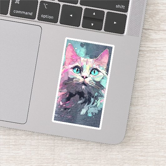 Mystieke Blauwe Ogen Kitten | Schattigee kat Sticker (Detail)