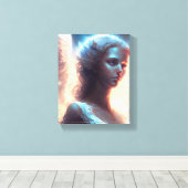 Mystieke Blauwe Oog Engel Canvas Afdruk (Insitu (Houten vloer))