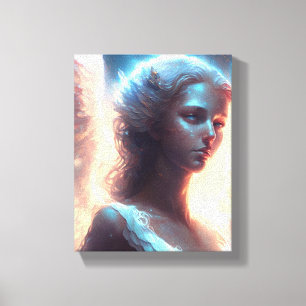 Mystieke Blauwe Oog Engel Canvas Afdruk