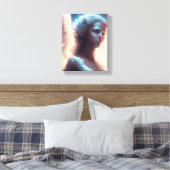 Mystieke Blauwe Oog Engel Canvas Afdruk (Insitu (Slaapkamer))
