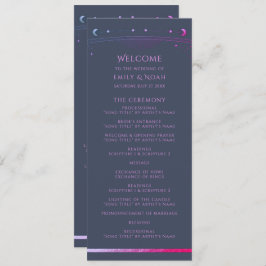 Mystieke Blauwe Paarse Zon Maan Astronomie Ruimte Programmakaart