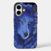 Mystieke blauwe surrealistische wolvenkunst Case-Mate iPhone case (Achterkant)