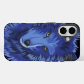 Mystieke blauwe surrealistische wolvenkunst Case-Mate iPhone case (Achterkant (horizontaal))