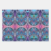 Mystieke Blauwe Uil van Licht Inpakpapier Vel (Voorkant 3)