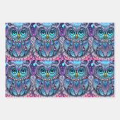 Mystieke Blauwe Uil van Licht Inpakpapier Vel (Voorkant)