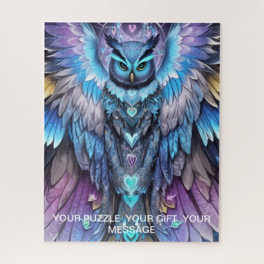Mystieke Blauwe Uil van Licht Legpuzzel (Verticaal)