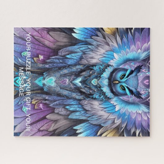 Mystieke Blauwe Uil van Licht Legpuzzel (Horizontaal)