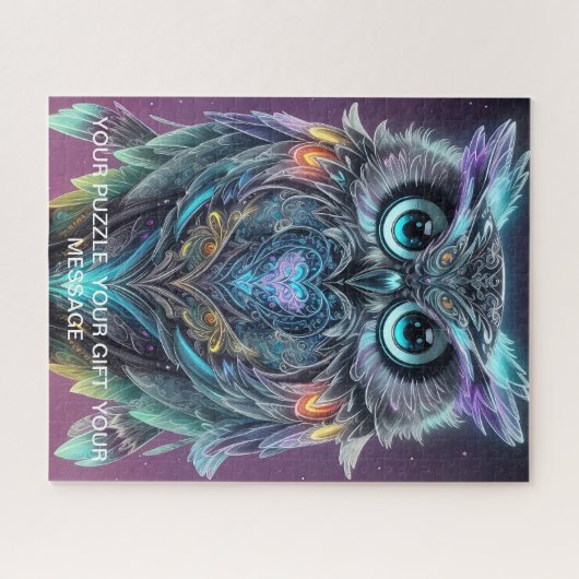 Mystieke Blauwe Uil van Licht Legpuzzel (Horizontaal)