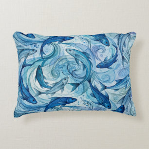 Mystieke Blauwe Vis Stromende Harmonie Accent Kussen