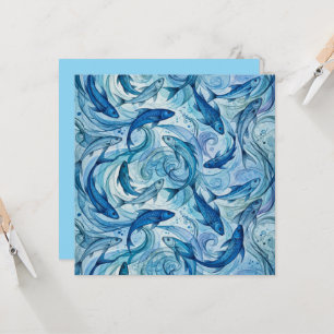 Mystieke Blauwe Vis Stromende Harmonie Kaart