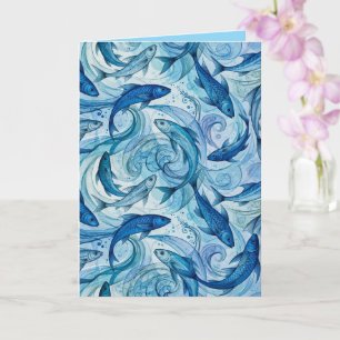 Mystieke Blauwe Vis Stromende Harmonie Kaart