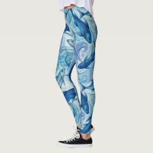 Mystieke Blauwe Vis Stromende Harmonie Leggings