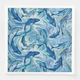 Mystieke Blauwe Vis Stromende Harmonie Servet