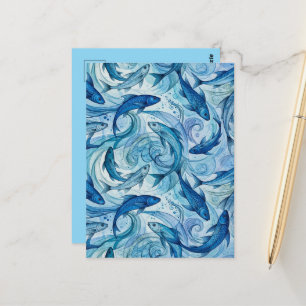 Mystieke Blauwe Vissen Stromende Harmonie Briefkaart