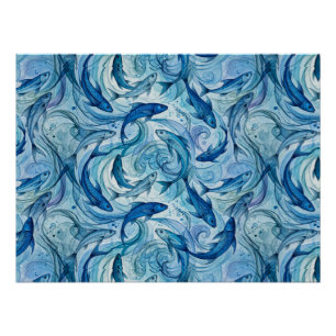 Mystieke Blauwe Vissen Stromende Harmonie Perfect Poster