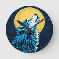 Mystieke Blauwe Wolf Huilend naar een Volle Maan