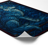 Mystieke Blauwe Wolf – Wandkunst in Glas-in-Lood S Poster (Hoek)