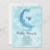 Mystieke Blauwe & Zilveren Waterverf Halve Maan Kaart (Voorkant)