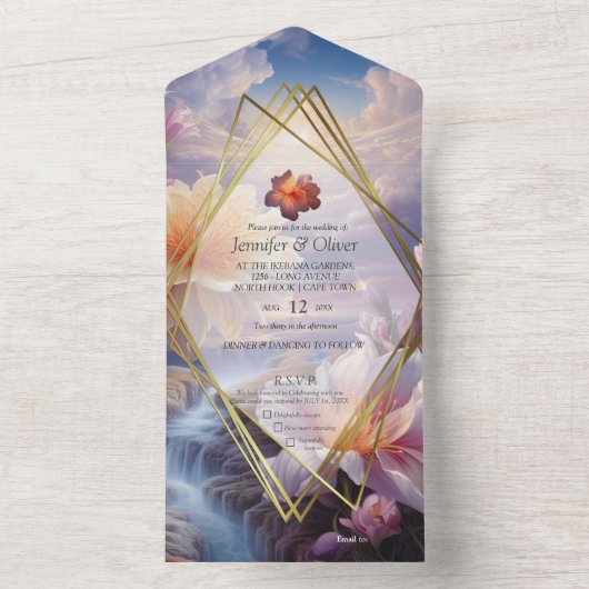 Mystieke bloemen van het bovennatuurlijke rijk all in one uitnodiging (Binnen)