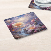 Mystieke bloemen van het bovennatuurlijke rijk kartonnen onderzetters (Schuin)