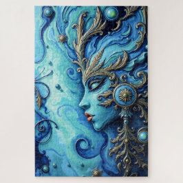 Mystieke Blue Goddess Art -  gouden details Legpuzzel