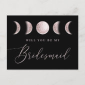 Mystieke Blush Moon | Black Bridesmaid Voorstel Briefkaart (Voorkant)